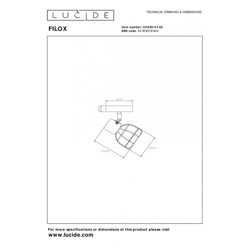 Lucide Reflektor ścienny FILOX 00929/01/30 czarny