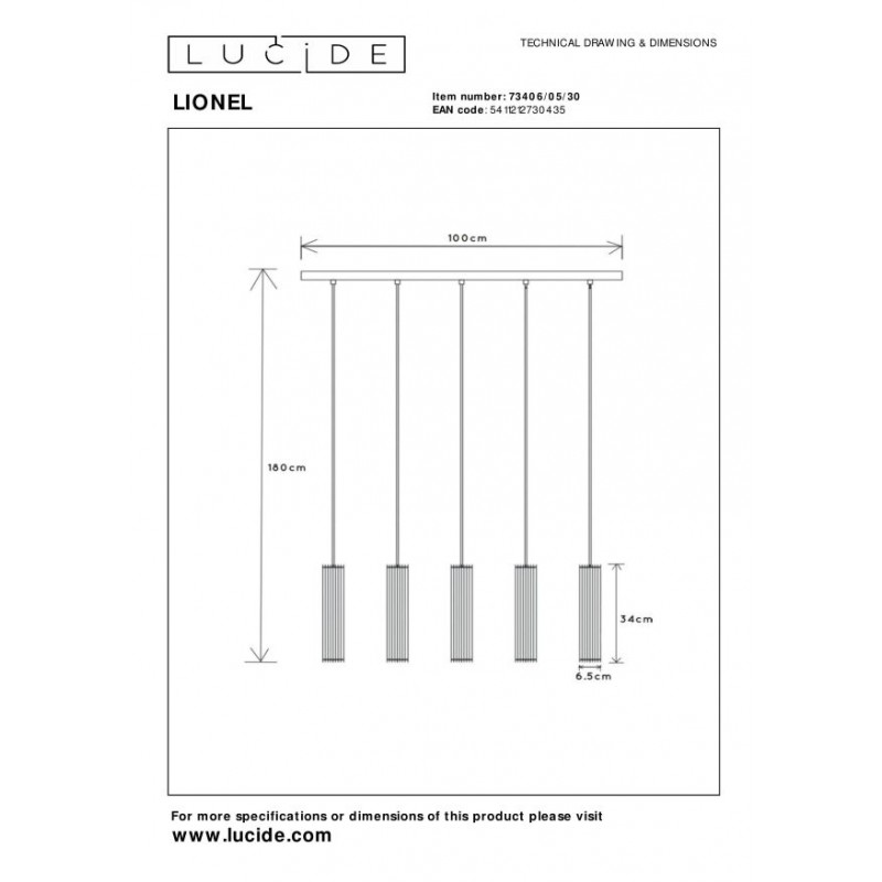 Lucide Lampa wisząca nowoczesna LIONEL 73406/05/30 czarny