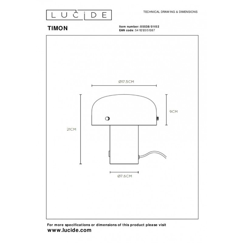 Lucide Lampa stołowa TIMON 05538/01/02 złoty i odcienie złota, biały