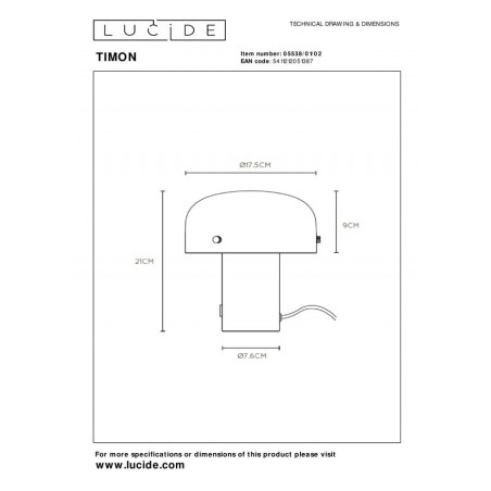 Lucide Lampa stołowa TIMON 05538/01/02 złoty i odcienie złota, biały