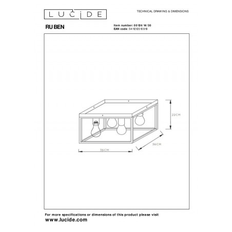 Lucide Lampa natynkowa RUBEN 00124/14/30 czarny