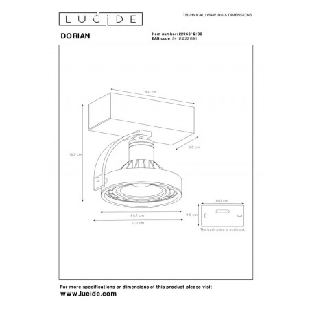 Lucide Reflektor sufitowy DORIAN 22968/12/30 czarny