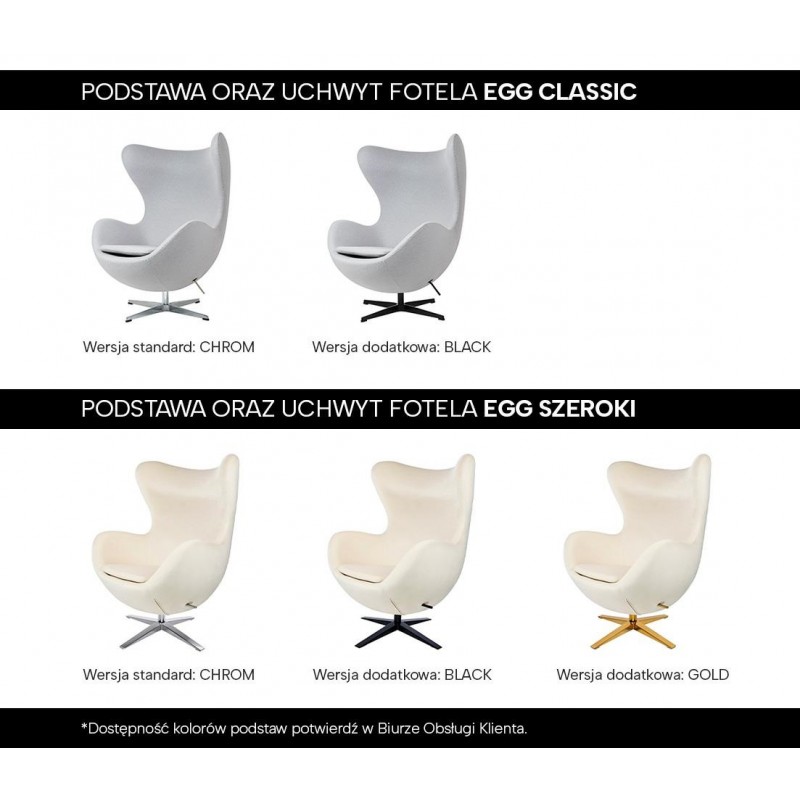 Fotel EGG SZEROKI VELVET jasny róż.30 - welur, podstawa stal