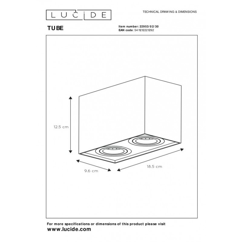 Lucide Lampa natynkowa TUBE 22953/02/30 czarny