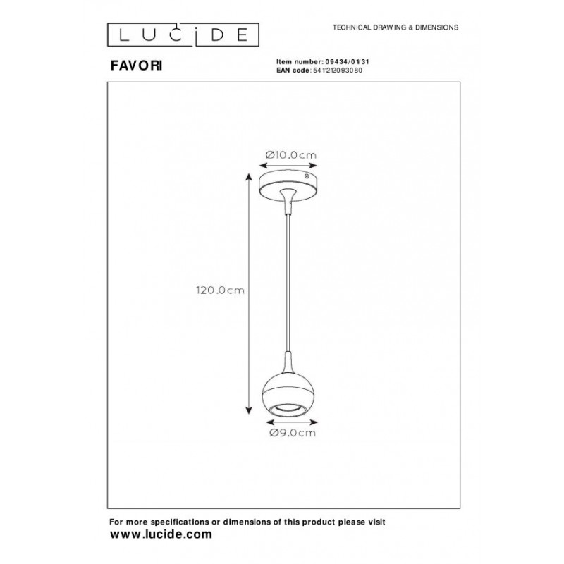 Lucide Lampa wisząca nowoczesna FAVORI 09434/01/31 biały, złoty i odcienie złota