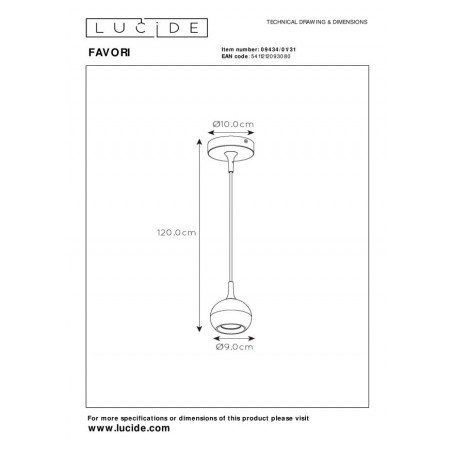 Lucide Lampa wisząca nowoczesna FAVORI 09434/01/31 biały, złoty i odcienie złota
