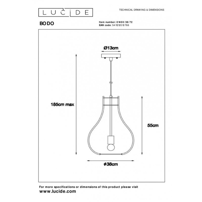 Lucide Lampa wisząca nowoczesna BODO 01400/38/72 drewno jasne i ciemne