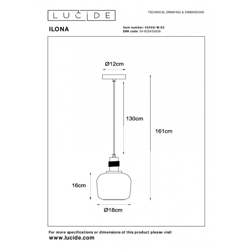 Lucide Lampa wisząca nowoczesna ILONA 45408/18/62 czarny, inny