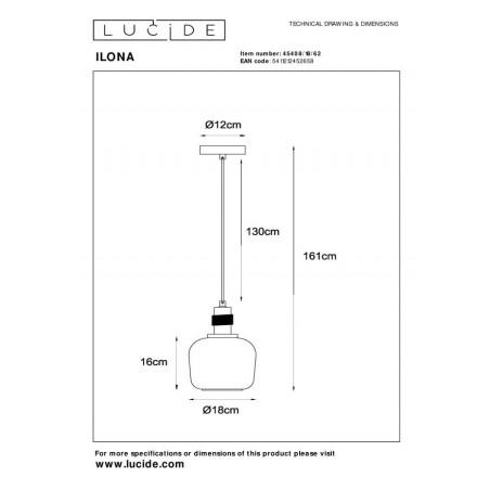 Lucide Lampa wisząca nowoczesna ILONA 45408/18/62 czarny, inny