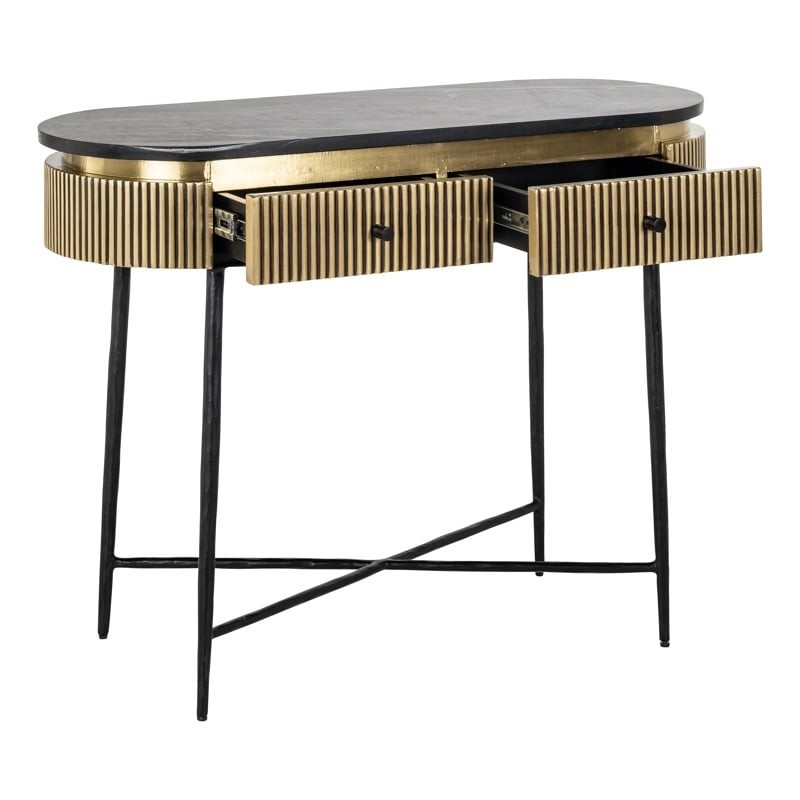 RICHMOND konsola IRONVILLE - marmur, metal, MDF, sklejka brzozowa