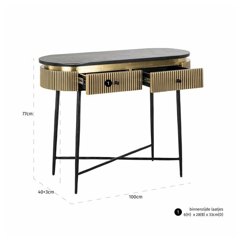 RICHMOND konsola IRONVILLE - marmur, metal, MDF, sklejka brzozowa
