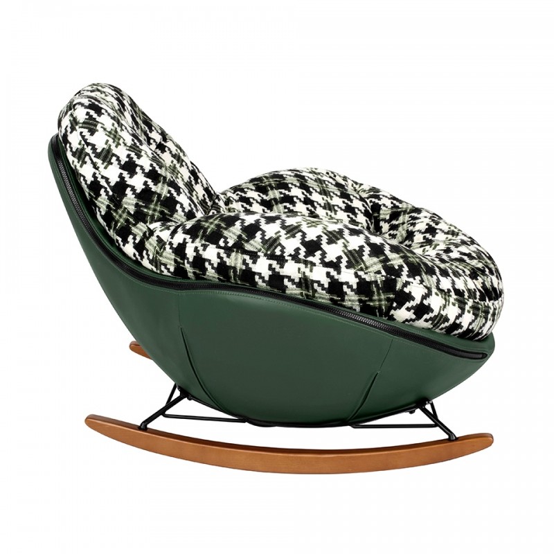 Fotel bujany FATTY zielona pepitka