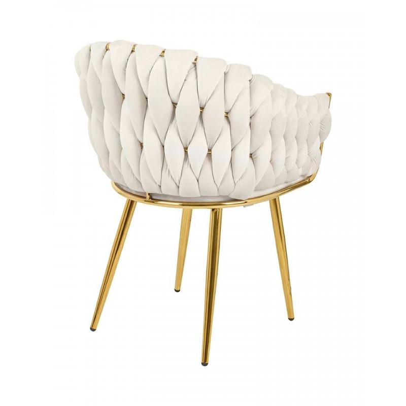Krzesło TRESSE beżowe - welur, podstawa złota
