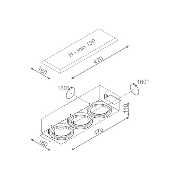 Aqform SQUARES 111x3 trimless 230V wpuszczany