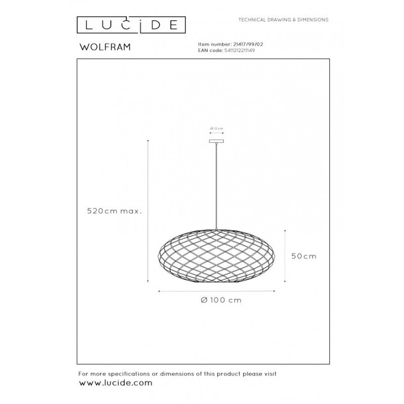 Lucide Lampa wisząca nowoczesna WOLFRAM 21417/99/02 złoty i odcienie złota, czarny