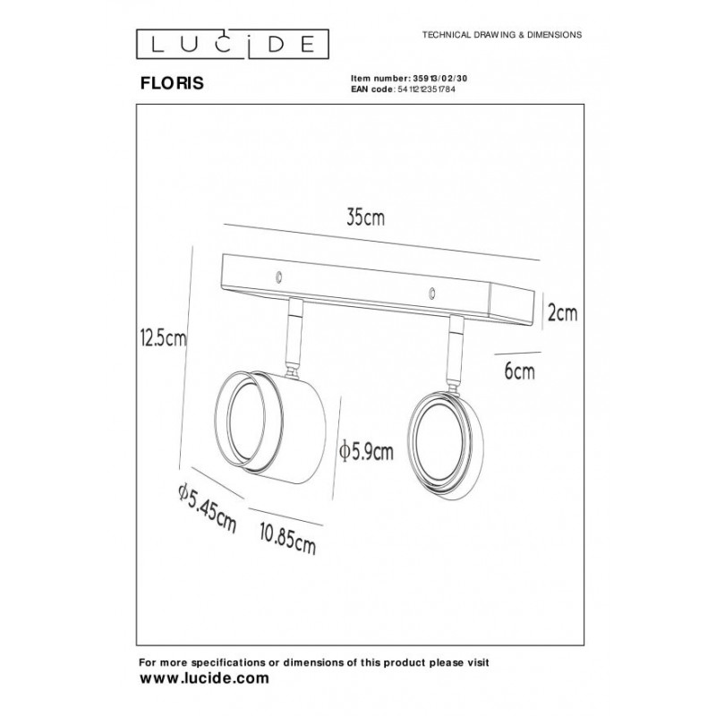 Lucide Reflektor sufitowy FLORIS 35913/02/30 czarny, złoty i odcienie złota