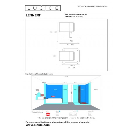 Lucide Lampa łazienkowa sufitowa LENNERT 26958/05/30 czarny