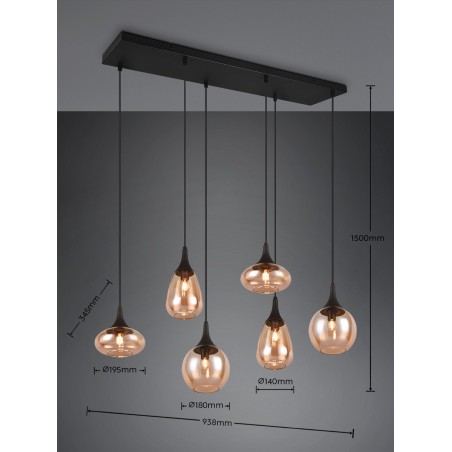 Trio Lampa wisząca nowoczesna LUMINA 317000613 czarny, inny