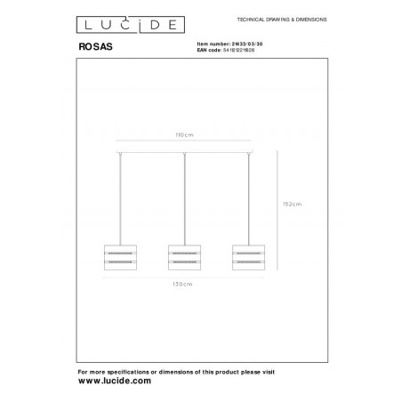 Lucide Lampa wisząca nowoczesna ROSAS 21433/03/30 czarny, złoty i odcienie złota