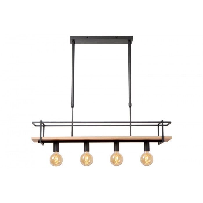 Lucide Lampa wisząca nowoczesna MILONGA 21432/04/30 czarny, drewno jasne i ciemne