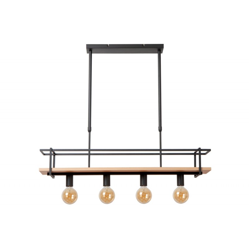 Lucide Lampa wisząca nowoczesna MILONGA 21432/04/30 czarny, drewno jasne i ciemne