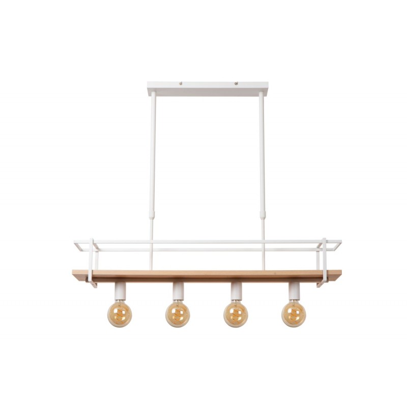 Lucide Lampa wisząca nowoczesna MILONGA 21432/04/31 biały, drewno jasne i ciemne