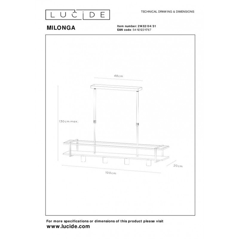 Lucide Lampa wisząca nowoczesna MILONGA 21432/04/31 biały, drewno jasne i ciemne