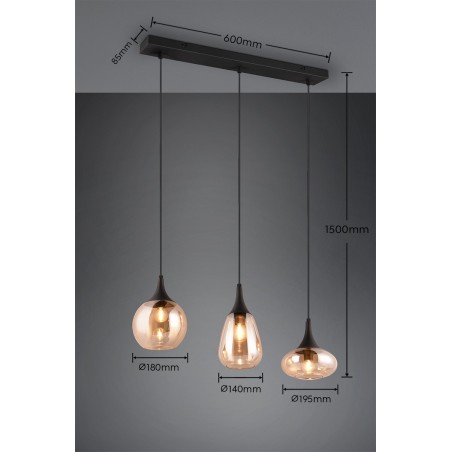 Trio Lampa wisząca nowoczesna LUMINA 317000313 czarny, inny