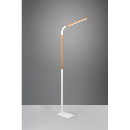 Trio Lampa podłogowa NORRIS 445210131 biały, drewno jasne i ciemne