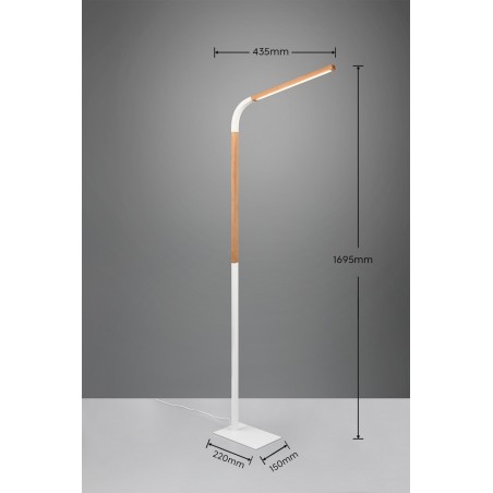 Trio Lampa podłogowa NORRIS 445210131 biały, drewno jasne i ciemne
