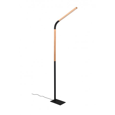 Trio Lampa podłogowa NORRIS 445210132 czarny, drewno jasne i ciemne