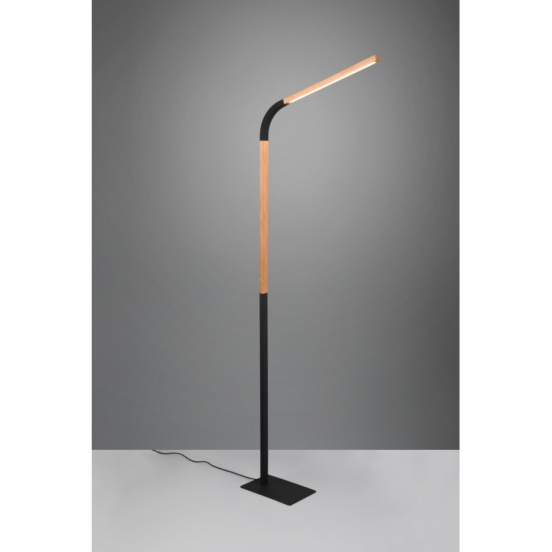 Trio Lampa podłogowa NORRIS 445210132 czarny, drewno jasne i ciemne