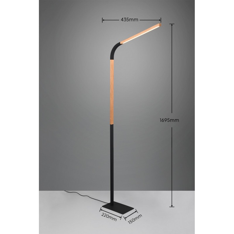 Trio Lampa podłogowa NORRIS 445210132 czarny, drewno jasne i ciemne
