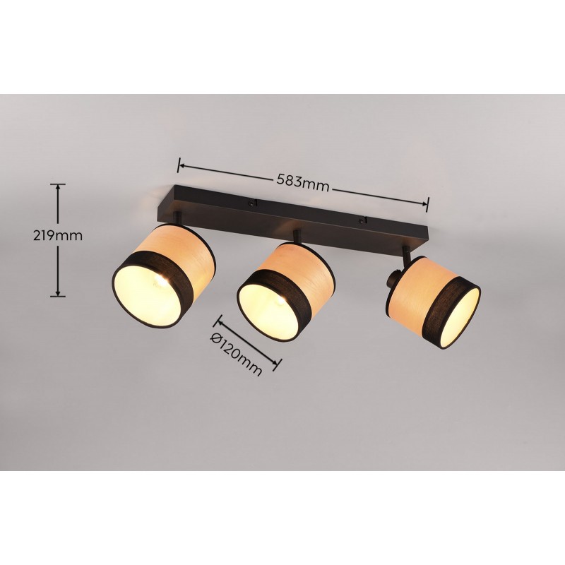 RL Reflektor sufitowy BOLZANO R81663032 czarny, drewno jasne i ciemne