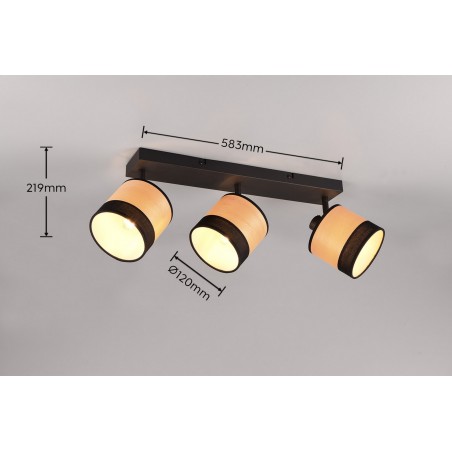 RL Reflektor sufitowy BOLZANO R81663032 czarny, drewno jasne i ciemne