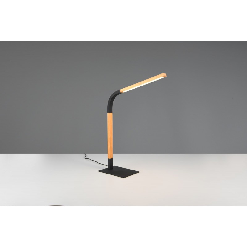 Trio Lampa stołowa NORRIS 545210132 czarny, drewno jasne i ciemne