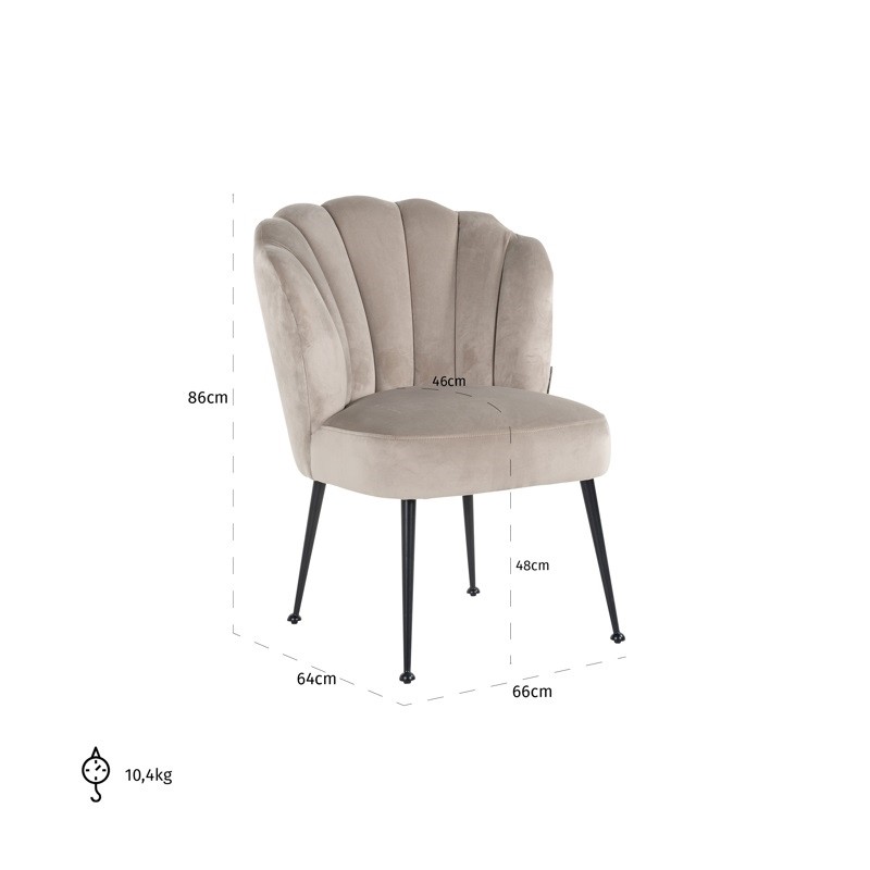 RICHMOND krzesło PIPPA KHAKI - welur, podstawa czarna