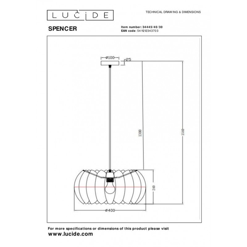 Lucide Lampa wisząca nowoczesna SPENCER 34445/40/30 czarny