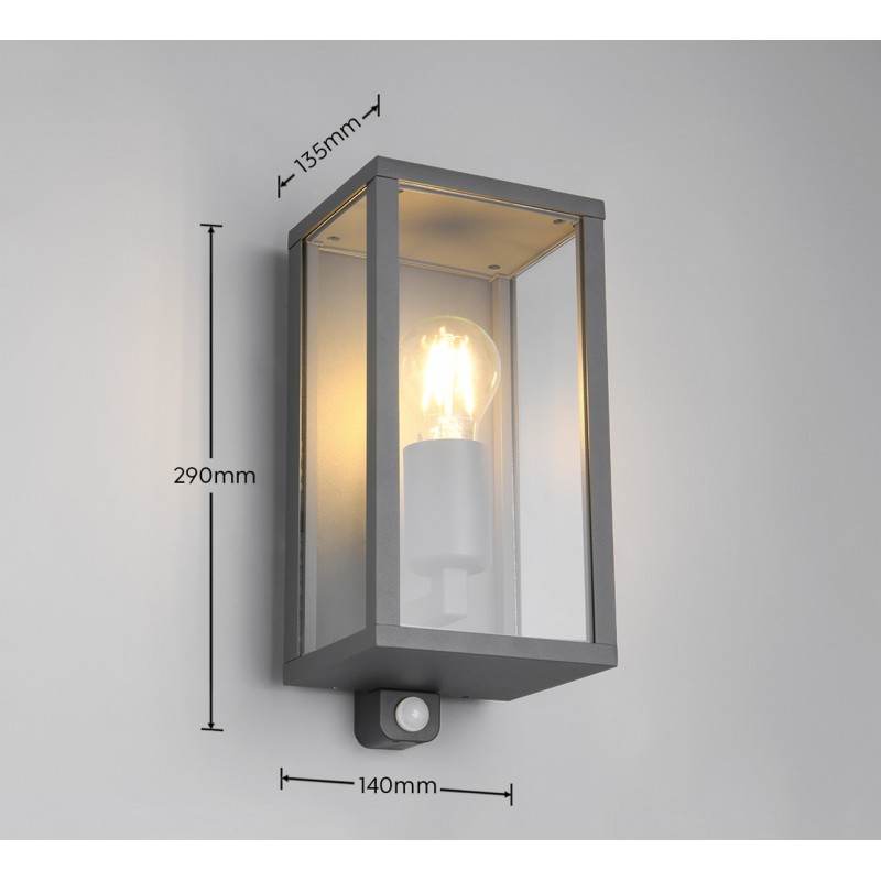 Trio Lampa zewnętrzna ścienna GARONNE - CZUJNIK RUCHU 201869142 antracyt