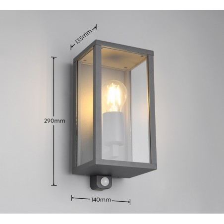 Trio Lampa zewnętrzna ścienna GARONNE - CZUJNIK RUCHU 201869142 antracyt