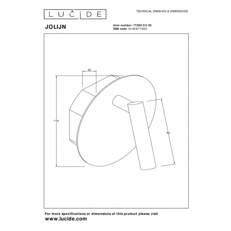 Lucide Kinkiet JOLIJN 77288/03/30 czarny