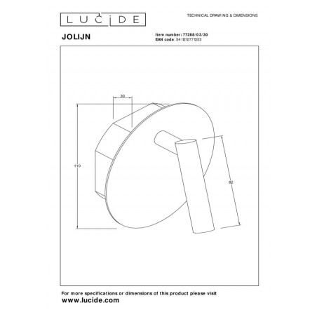 Lucide Kinkiet JOLIJN 77288/03/30 czarny