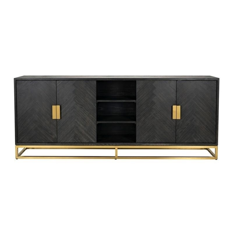 RICHMOND komoda BLACKBONE GOLD - 4 drzwiowa, 3 otwarte półki