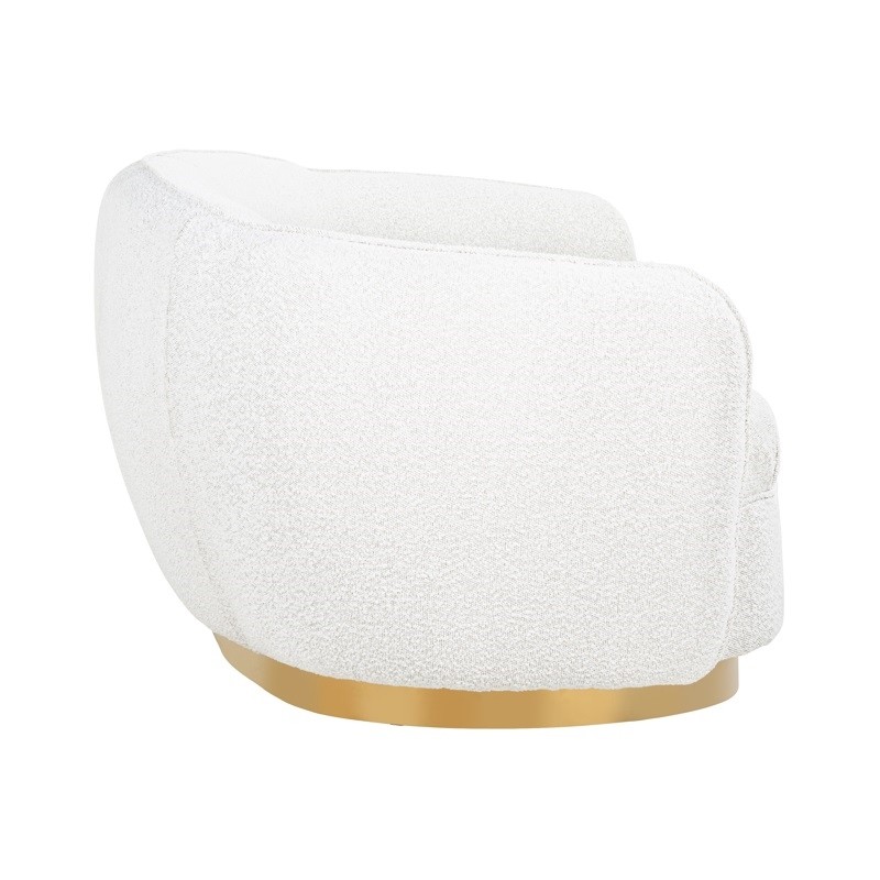 RICHMOND sofa WAYLON BOUCLE - biała, podstawa złota
