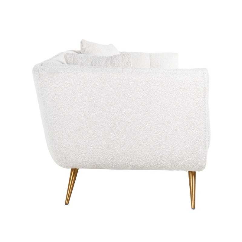 RICHMOND sofa HUXLEY BOUCLE - biała, szczotkowane złoto