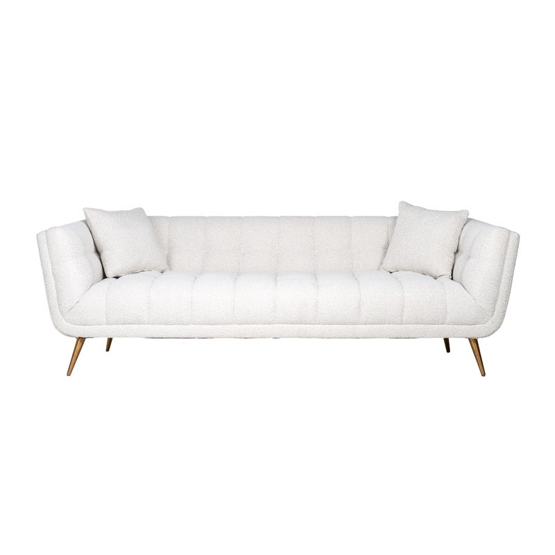 RICHMOND sofa HUXLEY BOUCLE - biała, szczotkowane złoto