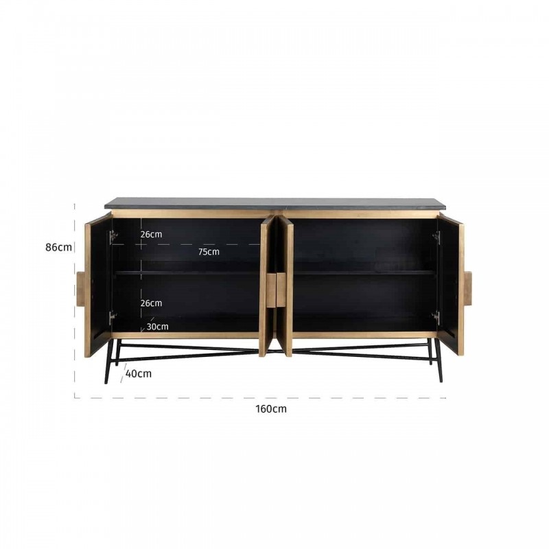 RICHMOND komoda IRONVILLE - marmur, metal, MDF, sklejka brzozowa