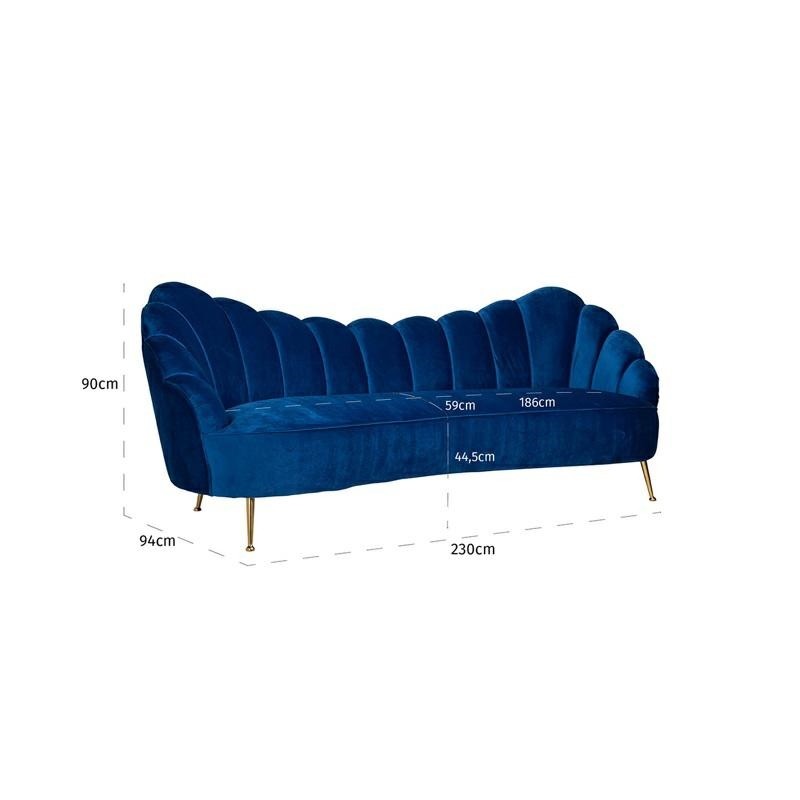 RICHMOND sofa COSETTE BLUE - welur, podstawa złota