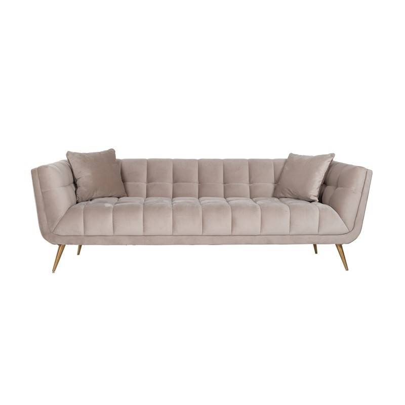 RICHMOND sofa HUXLEY KHAKI - welur, szczotkowane złoto