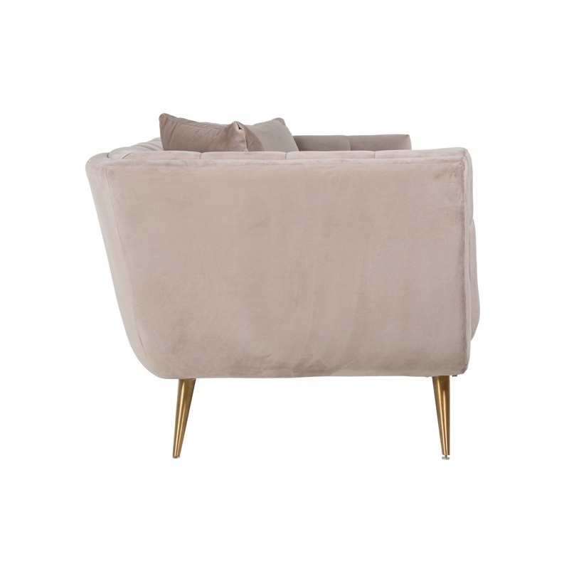 RICHMOND sofa HUXLEY KHAKI - welur, szczotkowane złoto
